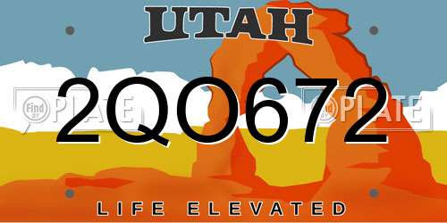 2QO672 Utah License Plate