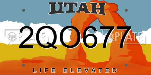 2QO677 Utah License Plate