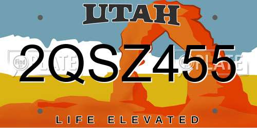 2QSZ455 Utah License Plate