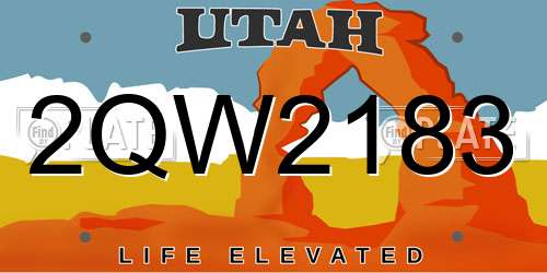 2QW2183 Utah License Plate