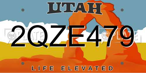 2QZE479 Utah License Plate