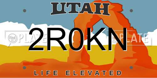 2R0KN Utah License Plate
