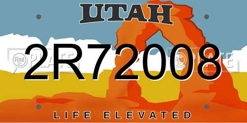 2R72008 Utah License Plate