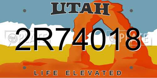 2R74018 Utah License Plate