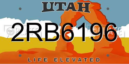 2RB6196 Utah License Plate