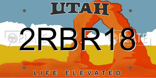 2RBR18 Utah License Plate