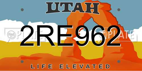 2RE962 Utah License Plate