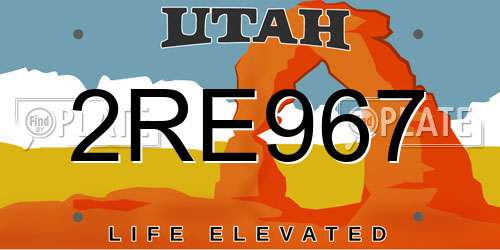 2RE967 Utah License Plate