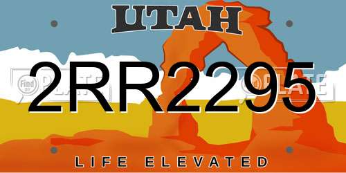 2RR2295 Utah License Plate