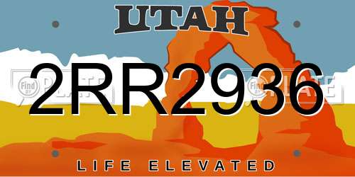 2RR2936 Utah License Plate