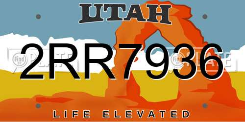 2RR7936 Utah License Plate