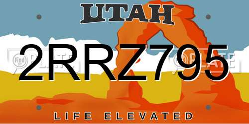 2RRZ795 Utah License Plate
