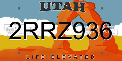 2RRZ936 Utah License Plate