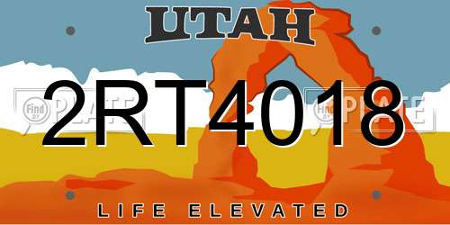 2RT4018 Utah License Plate
