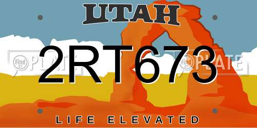 2RT673 Utah License Plate