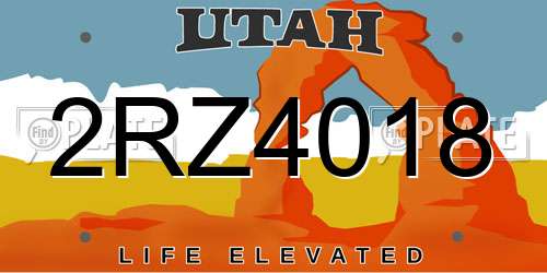 2RZ4018 Utah License Plate