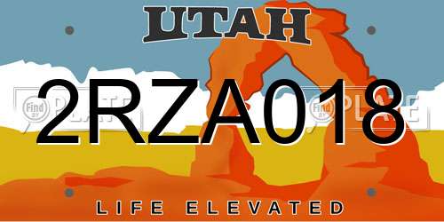 2RZA018 Utah License Plate