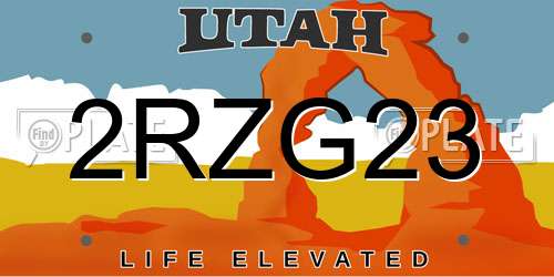 2RZG23 Utah License Plate