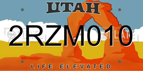 2RZM010 Utah License Plate