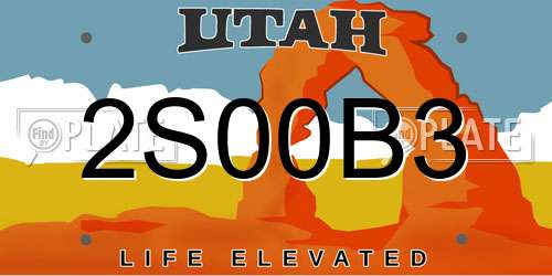 2S00B3 Utah License Plate
