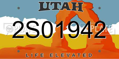2S01942 Utah License Plate