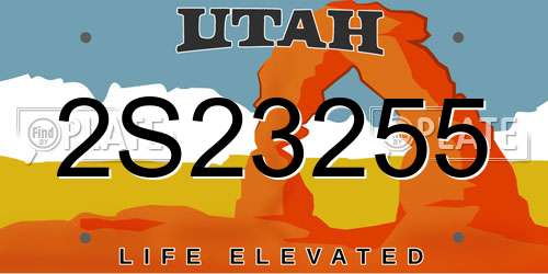 2S23255 Utah License Plate
