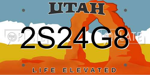 2S24G8 Utah License Plate