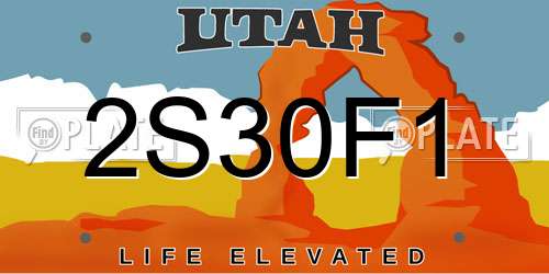 2S30F1 Utah License Plate