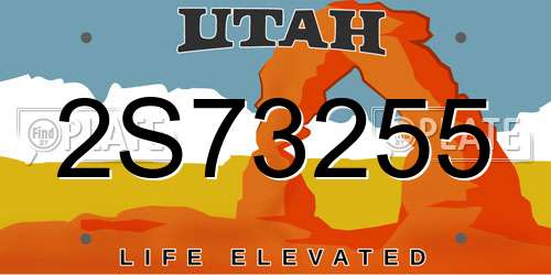 2S73255 Utah License Plate