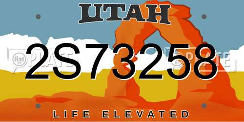 2S73258 Utah License Plate