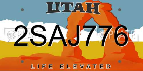 2SAJ776 Utah License Plate
