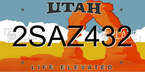 2SAZ432 Utah License Plate