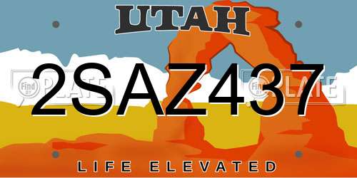 2SAZ437 Utah License Plate