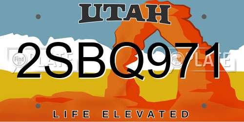 2SBQ971 Utah License Plate