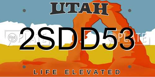 2SDD53 Utah License Plate