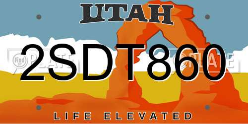 2SDT860 Utah License Plate
