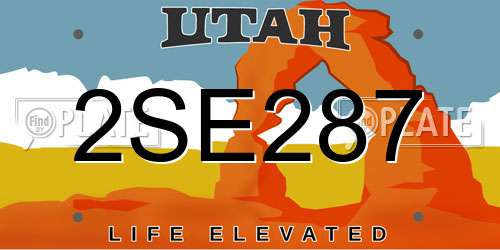 2SE287 Utah License Plate