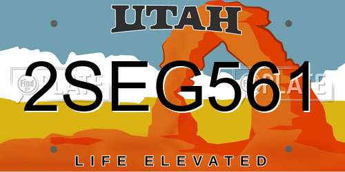 2SEG561 Utah License Plate