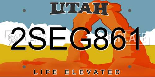 2SEG861 Utah License Plate