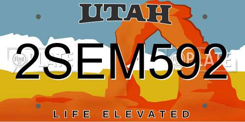 2SEM592 Utah License Plate