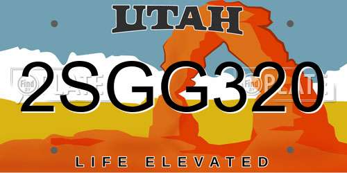 2SGG320 Utah License Plate