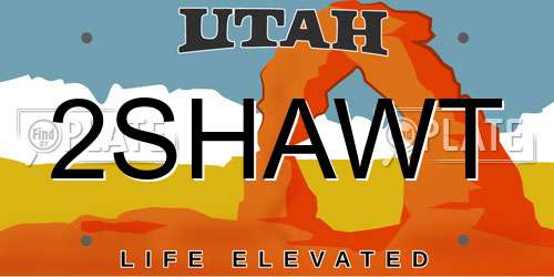 2SHAWT Utah License Plate