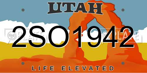 2SO1942 Utah License Plate