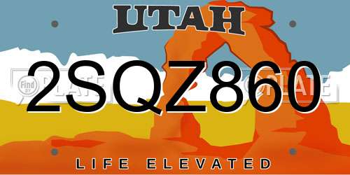 2SQZ860 Utah License Plate