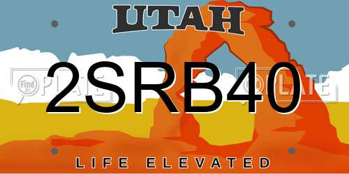 2SRB40 Utah License Plate