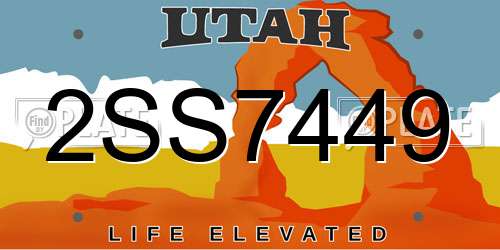 2SS7449 Utah License Plate