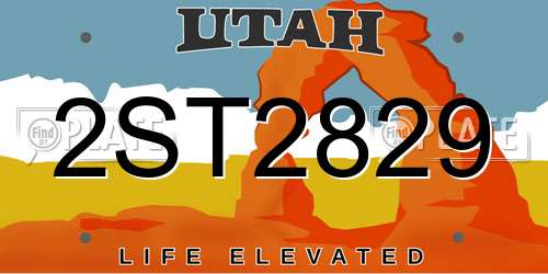 2ST2829 Utah License Plate