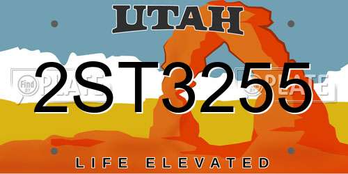 2ST3255 Utah License Plate