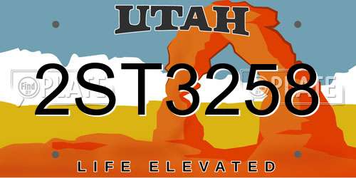 2ST3258 Utah License Plate