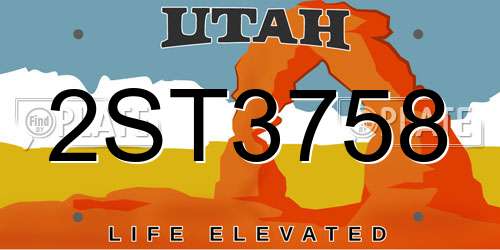 2ST3758 Utah License Plate